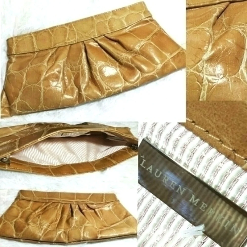 Lauren Merkin Croc Leather Clutch Bag